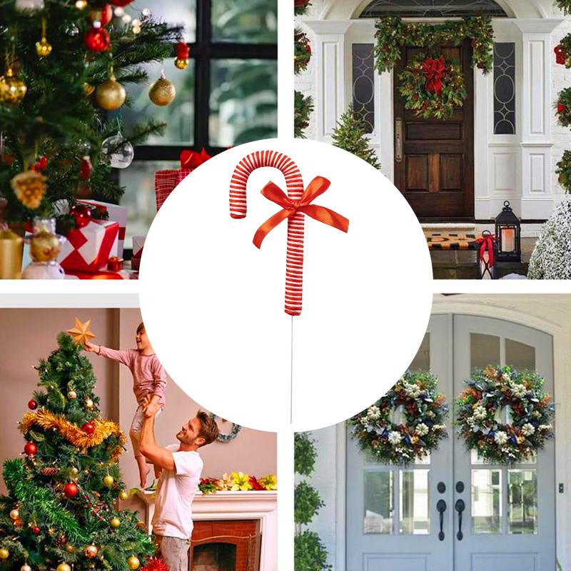 Christmas Candy Cane Shape Cute Christmas Tree Cuttings Traditional Shape Christmas Tree Decorations Christmas Atmosphere 20x10cm