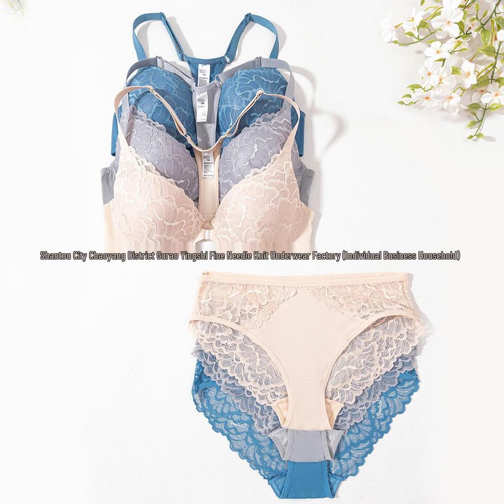 Großgrößen Frontverschluss Damen-Dessous-Set mit schönem Bügel-BH am Rücken