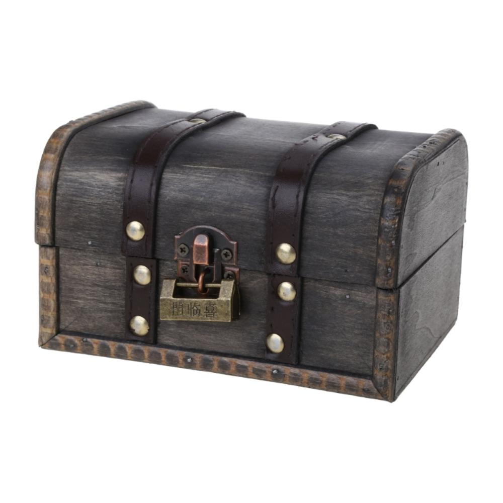 Antique Jewelry Organizer Box Wooden Storage Box Pirate Retro Treasure Chest  Gift
