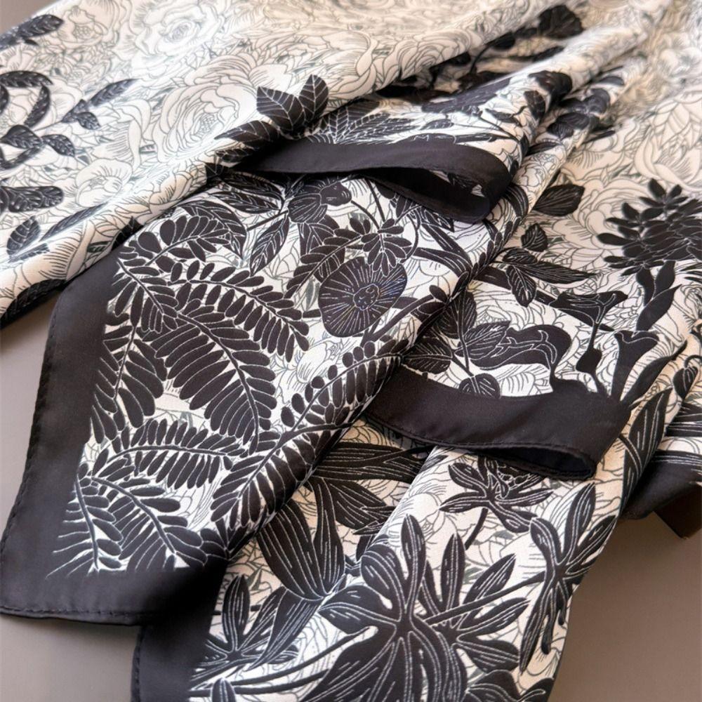 Elegant Thin Printed Square Scarf Flower Printed Silk Scarves Women Head Scarf Summer Accessories