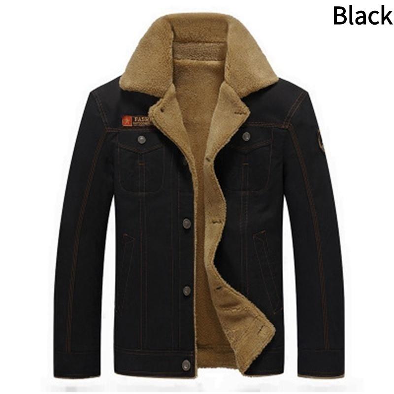 

Осень и Зима Новая Мужская Джинсовая Куртка Зимняя Теплая Шерстяная Джинсовая Куртка Модная Мужская Джинсовая Куртка M чёрный