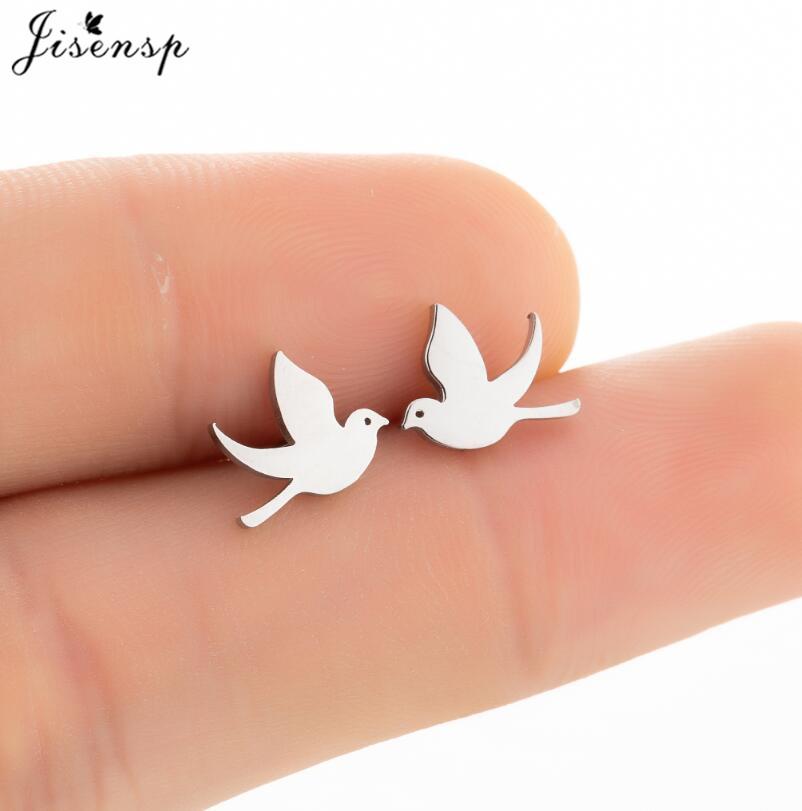 Multiple Mini Stainless Steel Bird Jewelry Earrings  Trend For Women Girls Cute Crane Parrot Bee Hummingbird Studs oorbellen