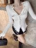 Women's Irregular Bodycon Knit Sweater - 2025 Spring/Autumn Long Sleeve Top