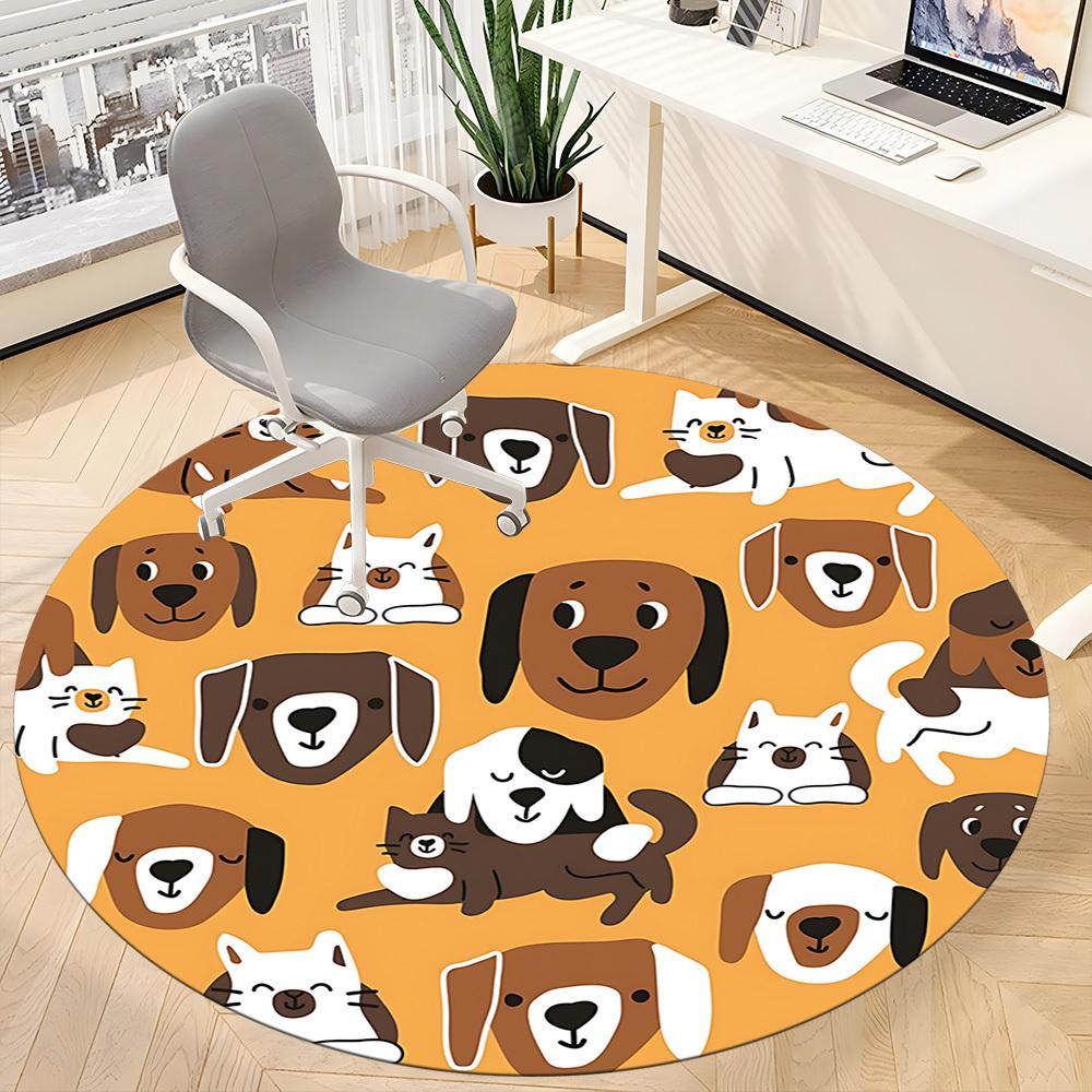 1pc Pets Animals Office Round Area Rug, Indoor Mat Suitable For Office, Under Office Chairs Bedroom Living Room Home Decor, Room Deco