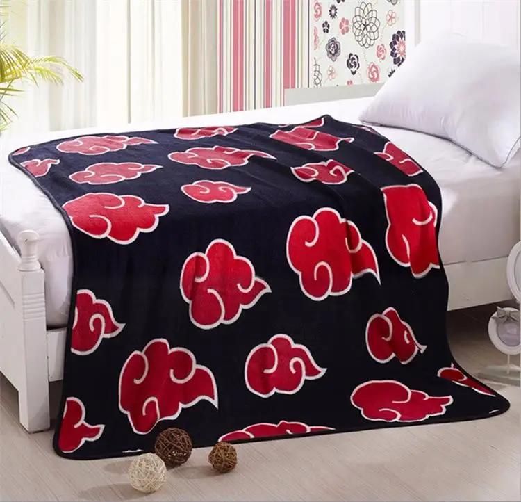 New Anime Red Cloud Naruto Shippuden Akatsuki Soft Warm Flannel Blanket 165x200cm Fleece Plush Throw Kids Boys Bed Dropship