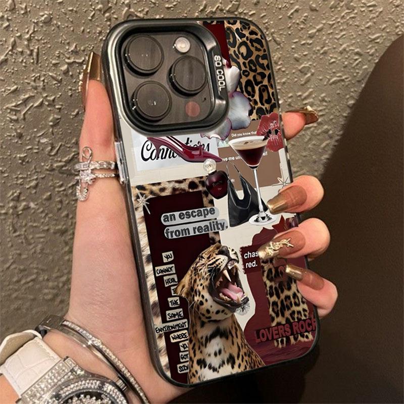 Leopard Lip Print Laser IMD Phone Case for Samsung Galaxy A16 A26 A25 A36 A56 A55 A54 A53 5G S25 Ultra S24 FE S23 Plus S22 Cover