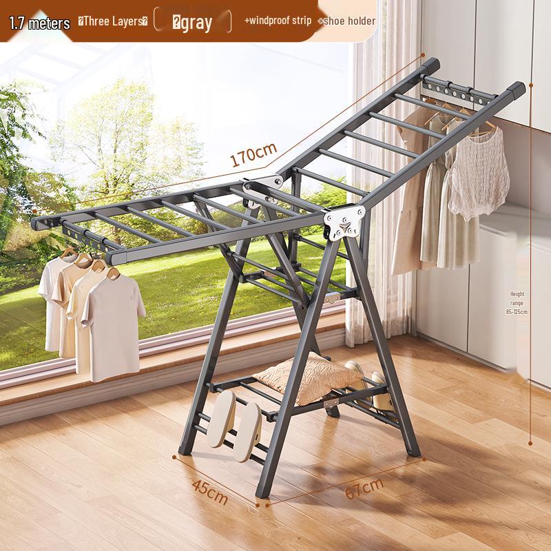 Adjustable Foldable Clothes Drying Rack for Indoor/Outdoor Use - Ideal for Bedroom, Balcony, and Baby Items.