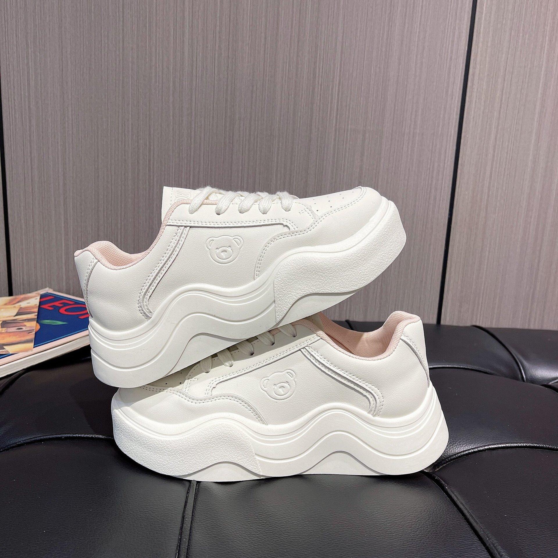 

Туфли на платформе Wave Bottom Board, женские, весенние, новые, толстые, увеличенные, студенческие, универсальные, белые туфли 40