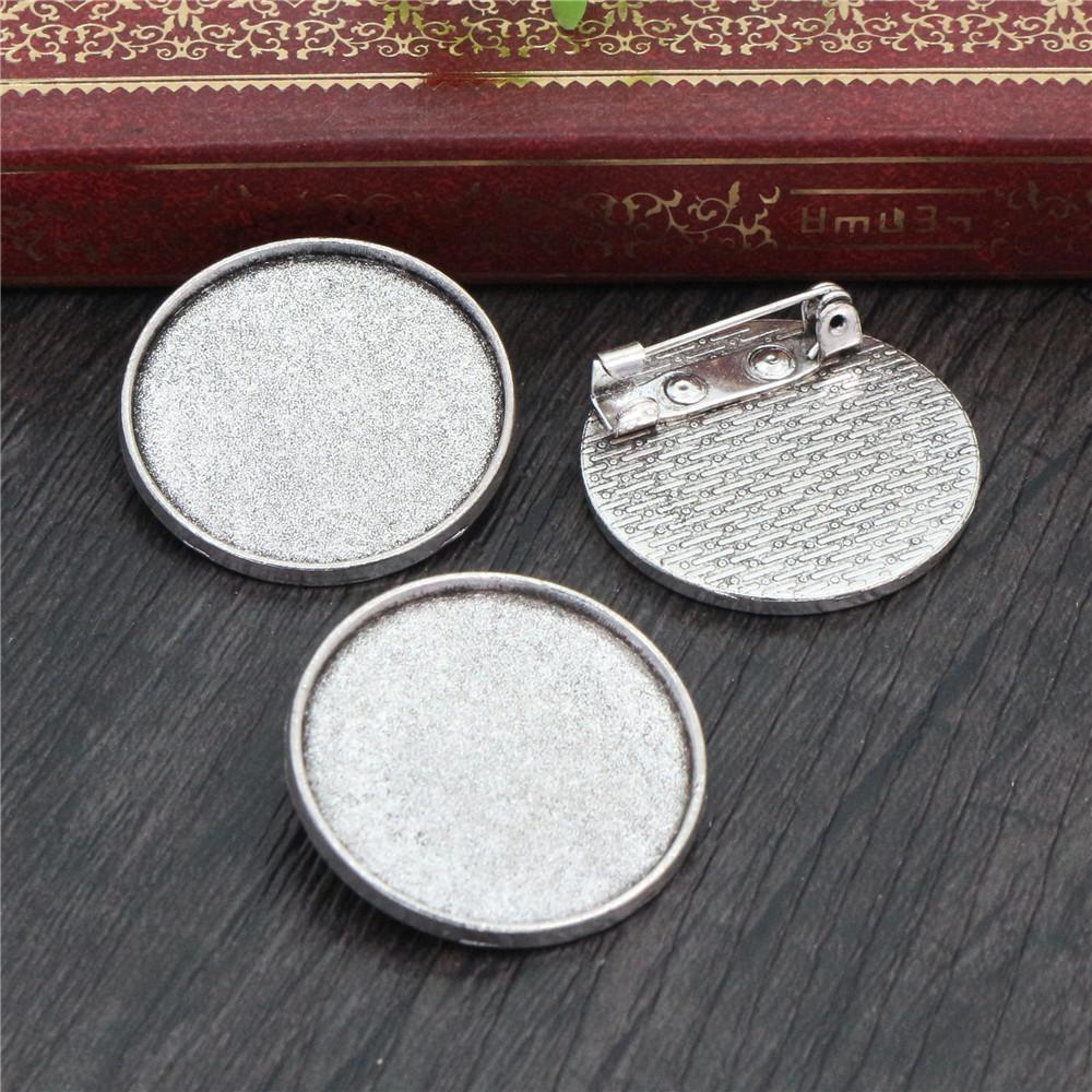 

New Fashion 5pcs 25mm Inner Size Antique Silver Plated and Antique Bronze and Antique Gold Color Brooch Cabochon Base Setting