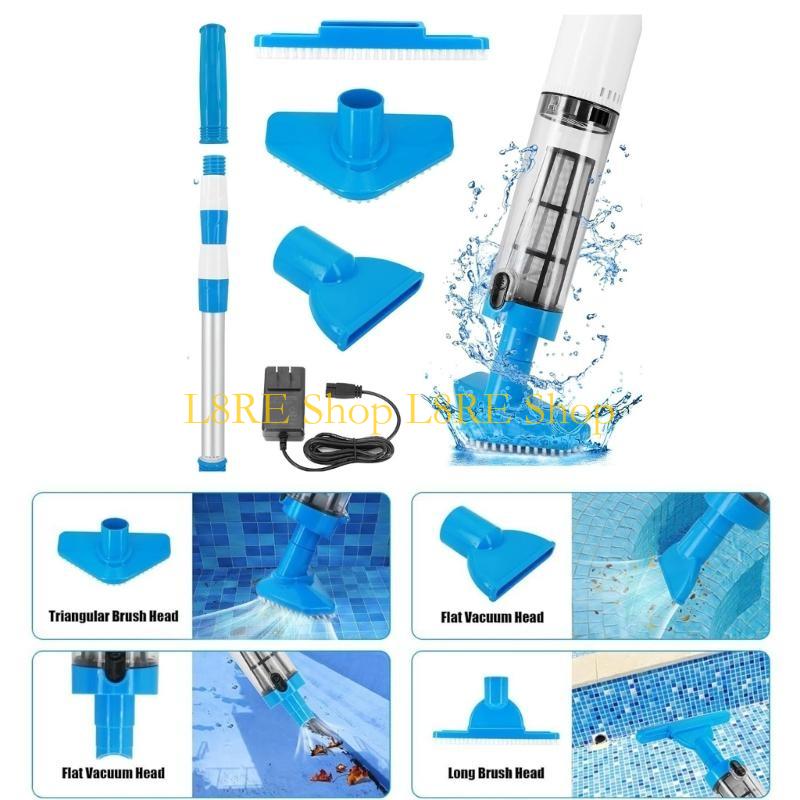 L8RE Portable Pool Vacuum Cleaner with Long Battery Life and Adjustable Nozzle for Thorough Pool and Hot Tubs Maintenance