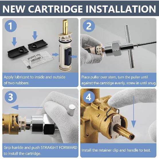 1222 Cartridge Kit for Moen 1222 Replacement Cartridge with Removal Tool 104421 and Handle Adapter 116653, for Moen Posi Temp Shower Repair