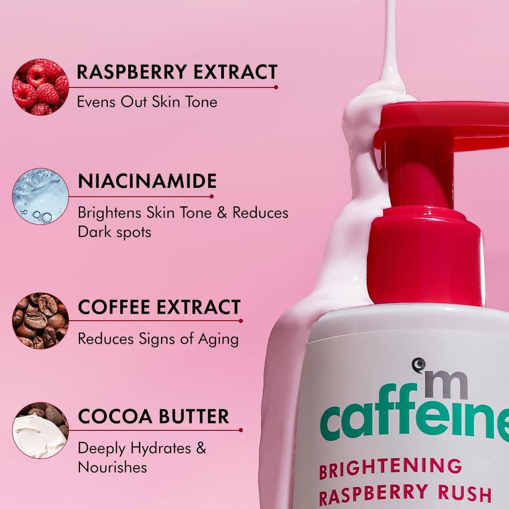 mCaffeine Brightening SPF 50 PA+++ Body Sunscreen Lotion 200 ml Lightweight Non Sticky Hydrating Sun Protection Body Lotion