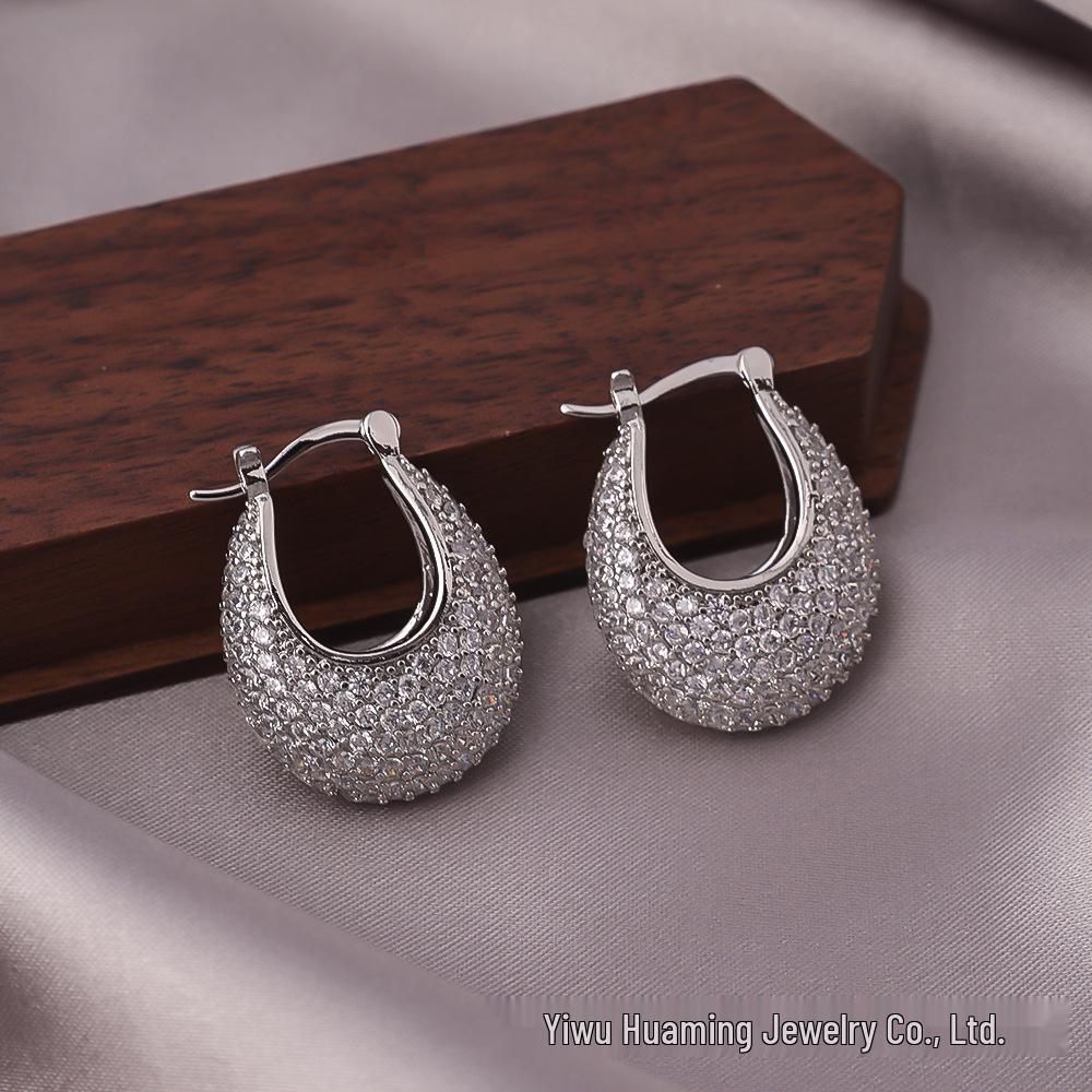 French Light Luxury Zircon Diamond Stud Earrings - Versatile & Trendy Styles
