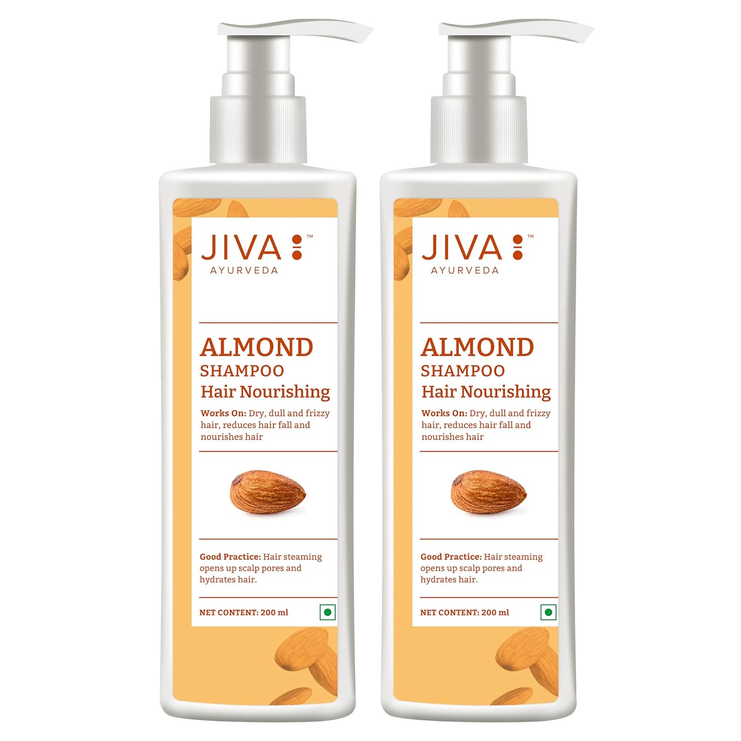 

Jiva Almond Shampoo 200 ml X Pack of 2 | Nourishes Hair, Promotes Growth & Smoothness for All Hair Types