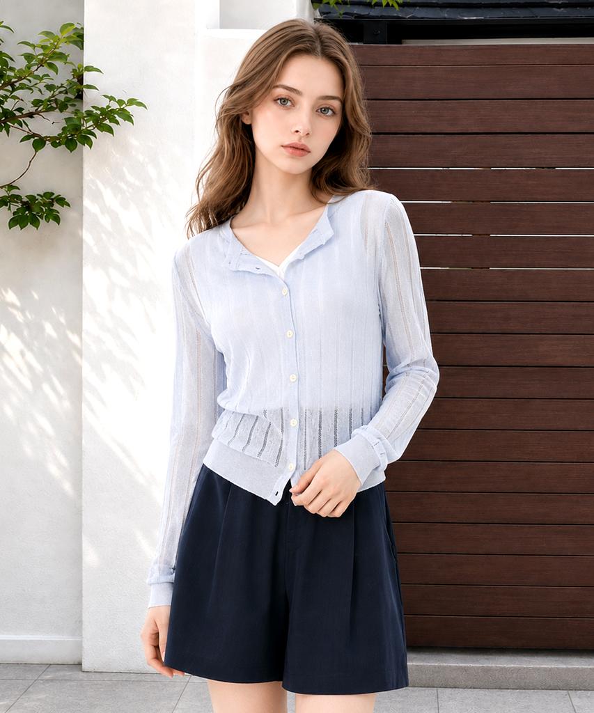 PAIGEFLYNN Scalloped Round Knit Cardigan_S6Aca001C