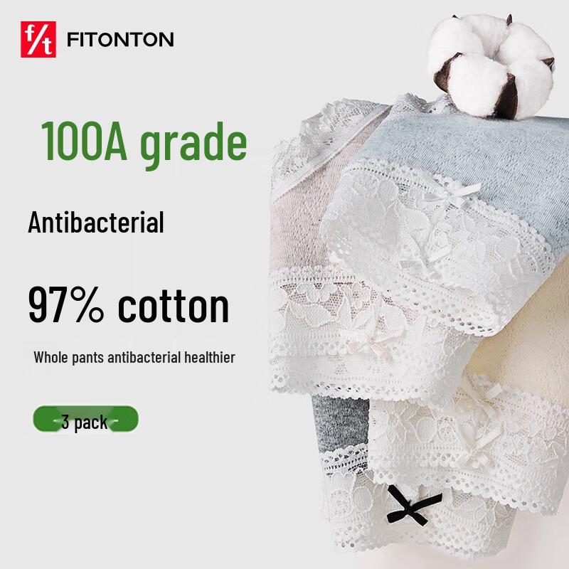 

Женские сексуальные кружевные хлопковые антибактериальные трусы FitonTon XL (120-140 lbs)