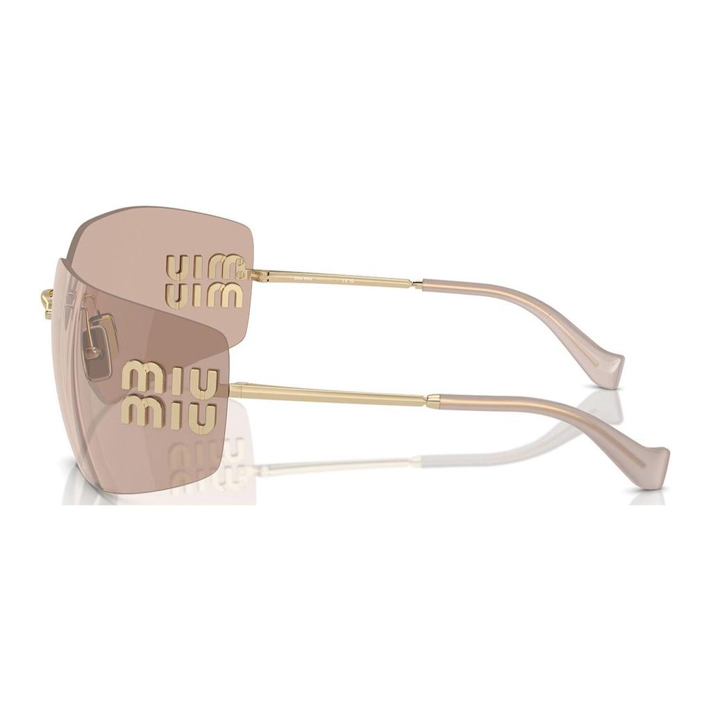 MIU MIU Gafas de sol de metal con logo de forma irregular para mujer, gafas de sol doradas MU54YSZVN20F