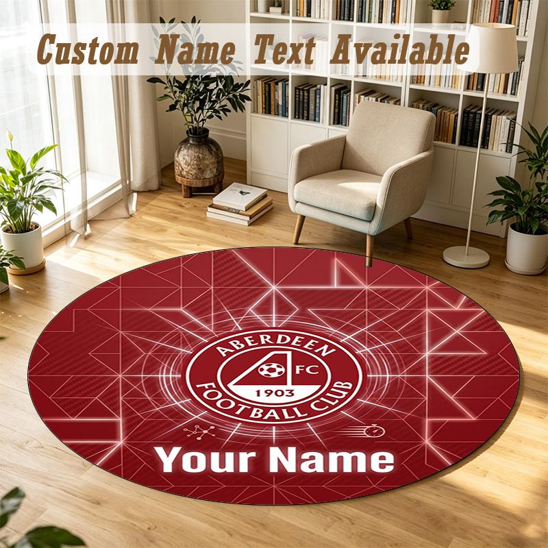 Round Rug Custom NameAberdeen FC Pattern Non Slip Carpet Home Floor Decor
