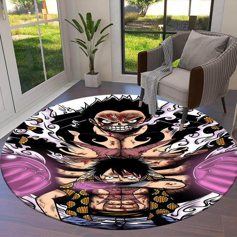 One Piece Monkey D Luffy Round Area Rug Carpet Rug For Living Room Bedroom Sofa Playroom Decor Nonslip Floor Mat