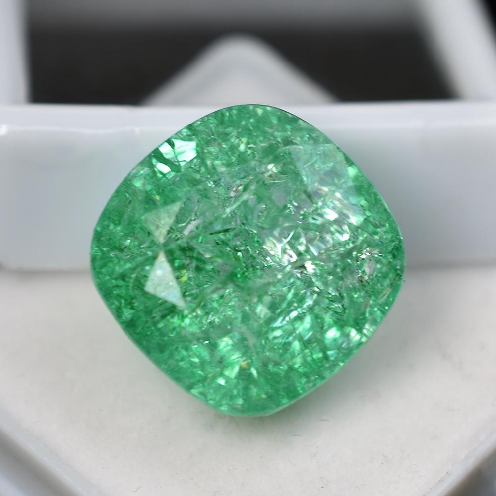 Natural Green Emerald Loose Gemstone Square Cushion 18.70 Ct Colombian for Jewelry Making and Crafts
