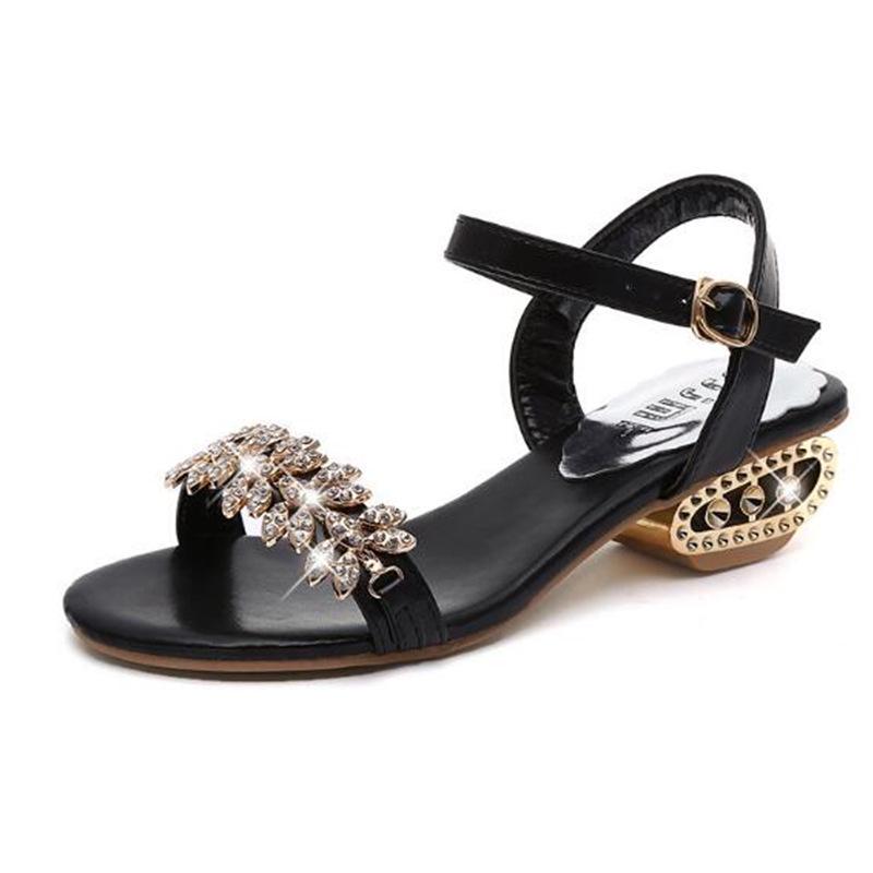 Летние женские сандалии, модные удобные танкетки высшего качества 34 чёрный