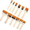 12PCS Flat Paint Brush Nylon Bristle Wooden Handle Aluminum Alloy Chip Paint Brush for BBQ Yellow 12PCS