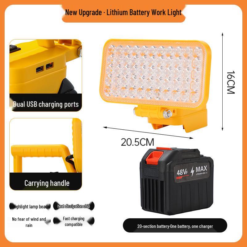 Portable Emergency Lithium Battery Floodlight for Camping, Construction, and Car Repairs