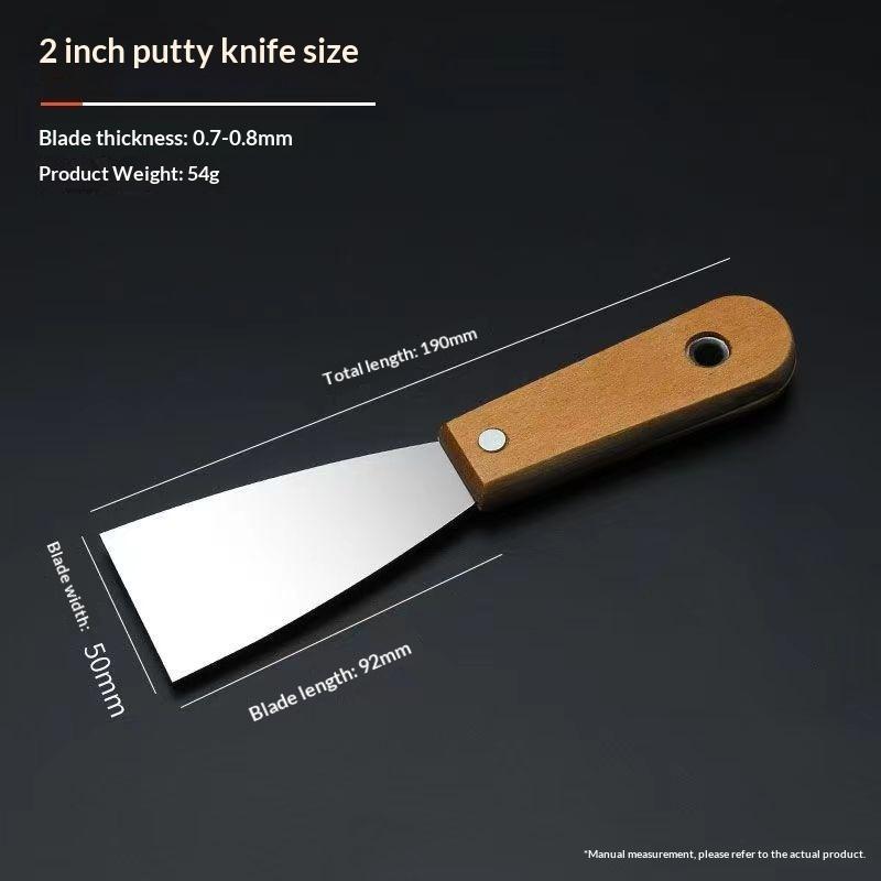 Putty Knife / Scraper Tool Set Rust Resistant Thick Stainless Steel Blades Wooden Handles For Drywall Repair Home Renovation