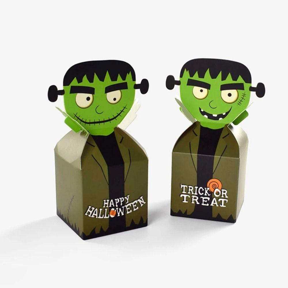 10pcs/bag Easy To Assemble Biscuit Ghost Paper Box Card Paper Cake Packaging Box  Halloween Party