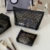Nylon Mesh Zipper Cosmetic Bag Portable Travel Organizer Small Large Black Transparent Toiletry Pouch Makeup Storage Bags