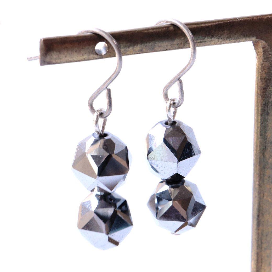 

[GOLD STONE] Terahertz Ore Health Earrings for Both Ears, Titanium Hook, Star Cut, 8mm Beads