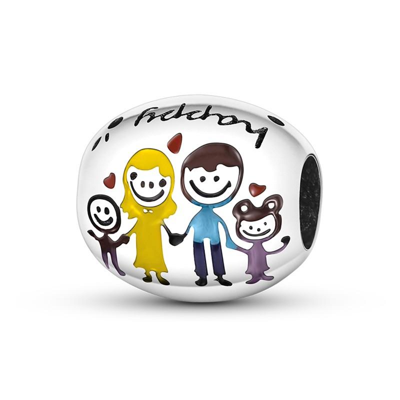 Copper Mother'S Gift Charm Bead Mom Love Happy Family Dangle Original Accessories Bracelets Necklace Diy Jewelry