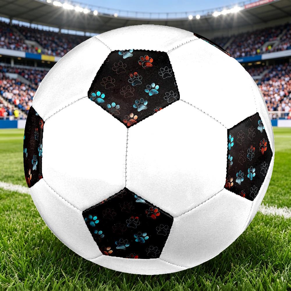 1PC Colorful Paw Prints Soccer Ball Size 5 Football Machine Sewn Indoor/Outdoor Universal Football W105