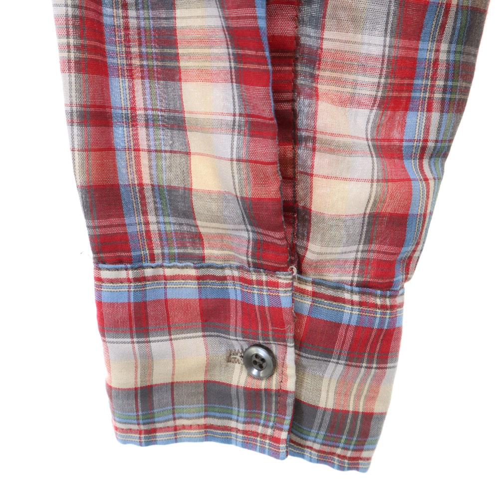 Bellcraft 70s 80s vintage Check Pattern Long sleeve shirt S Red series Men's Used