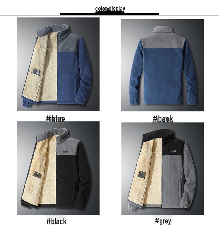 Męska kurtka zimowa plus size z podszewką z polaru – Pogrubiona, ciepła odzież wierzchnia