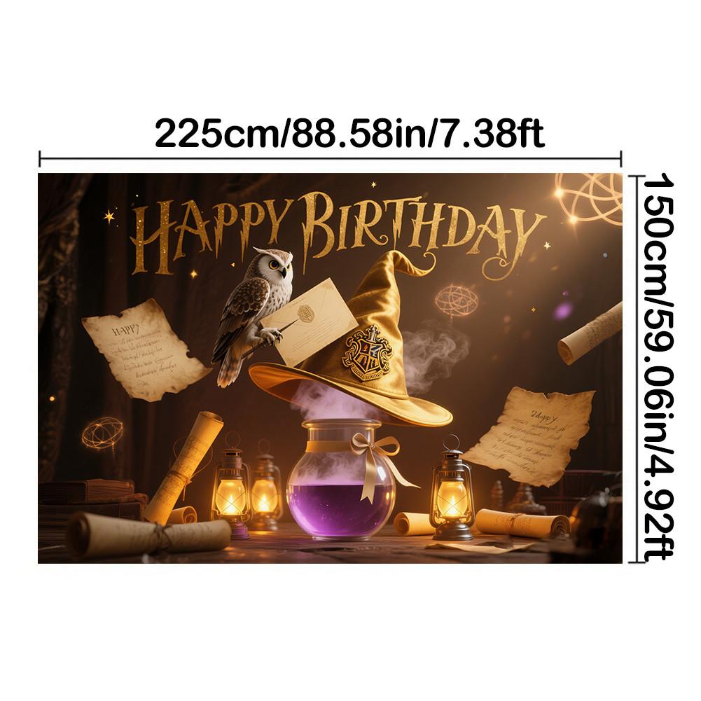 

Стиль Гарри Поттера-Сова, Тема Волшебного зелья-Фон С Днем Рождения для Фотобудки, Вечеринки, Празднований в помещении/на открытом воздухе 225*150cm/88*59in/7*5ft