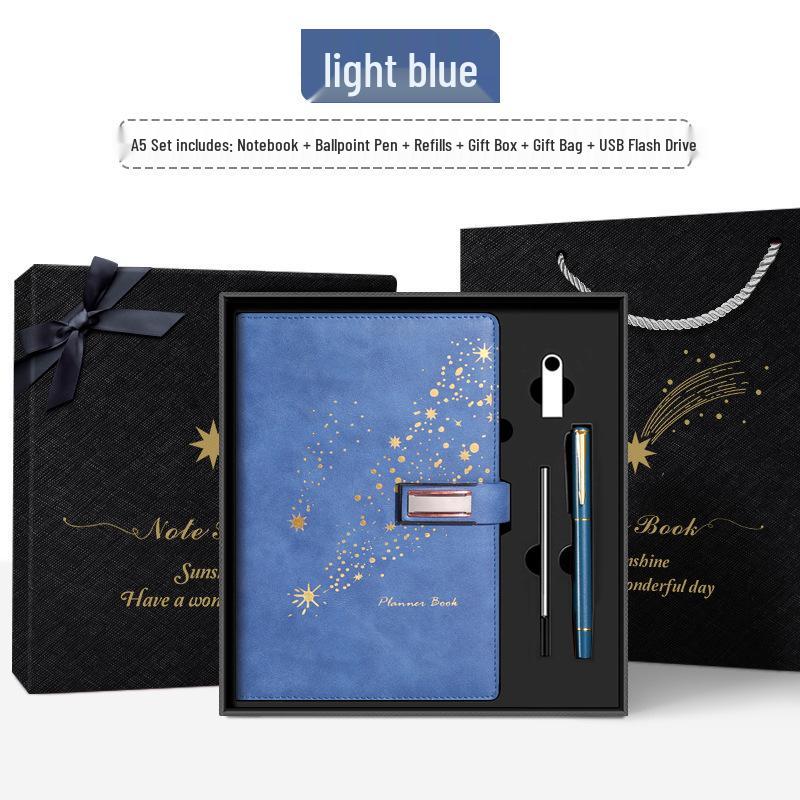 Set de regalo de cuaderno Star Double Line 2026: Libro de registro de reuniones de negocios y oficina de mayor grosor