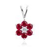 Beautiful White Gold Pendant with Diamond and Rubies