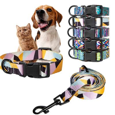 Adjustable Breakaway Dog Collar and Leash Set with Printed Pattern for Small Medium Large Dogs Puppy Pet Supplies