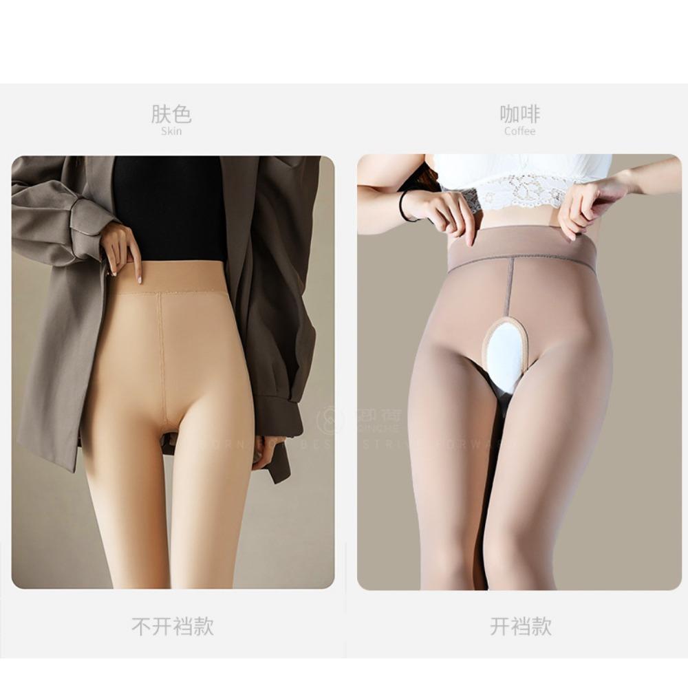 Water Socks Open Crotch Stockings Velvet Warm Bare Leg Artifact Female Autumn and Winter Nude Taste Large Size Bottom Pantyhose