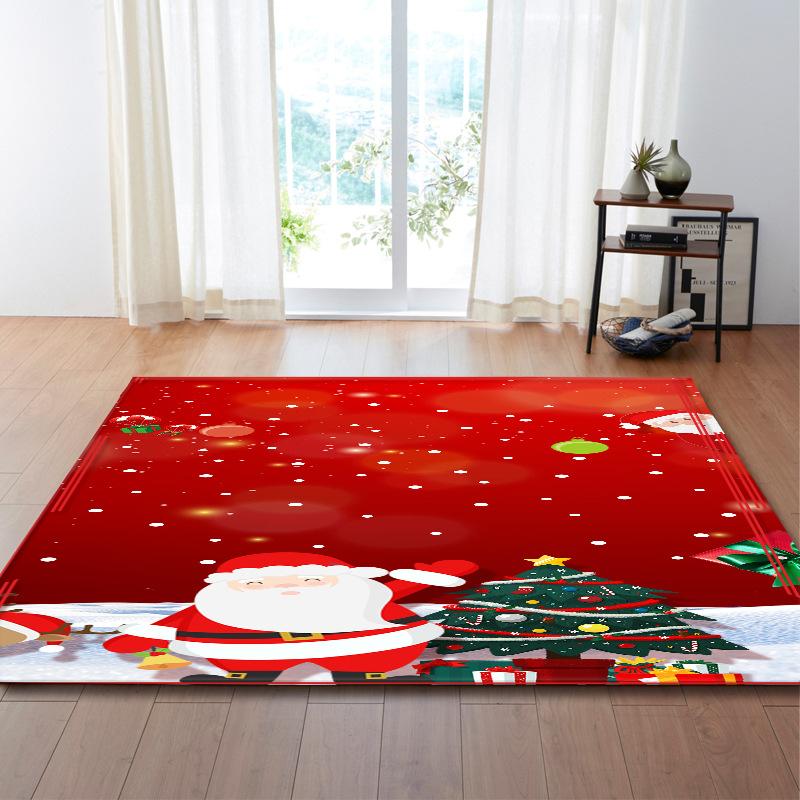 Merry Christmas Living Room Carpet Xmas Santa Claus Stocking Area Rug Festival Home Decor Bedroom Rug Xmas Gift Kids Play Mat