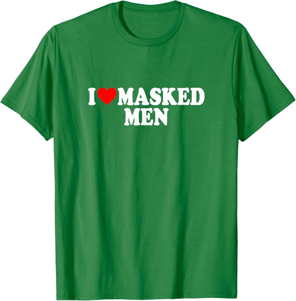 I Love Masked Men Graphic T-Shirt Funny Booktok Themed Casual Short Sleeve Crewneck Tee