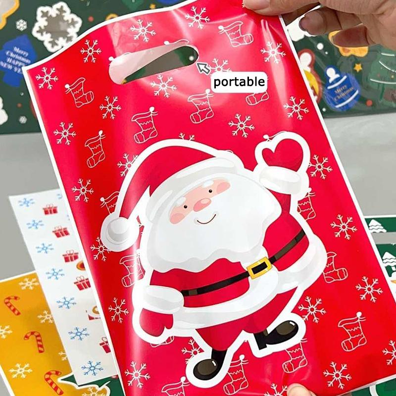 WTEMPO Christmas Printed Plastic Handbags Halloween New Year Birthday New Year Presents Packaging Bags Festive Party Gift Bags