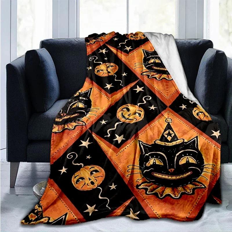 Calabaza de Halloween&;manta estampada de fantasma de terror, manta de franela cálida a la moda, manta cubresofá, regalo de Halloween