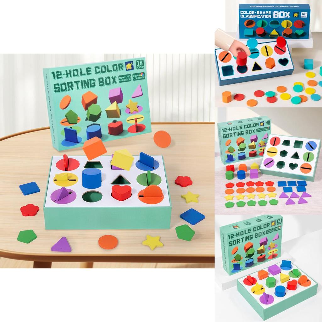 Wooden Shape Sorting Box Educational Toy For Kids With Bright Colors And Cognitive Development