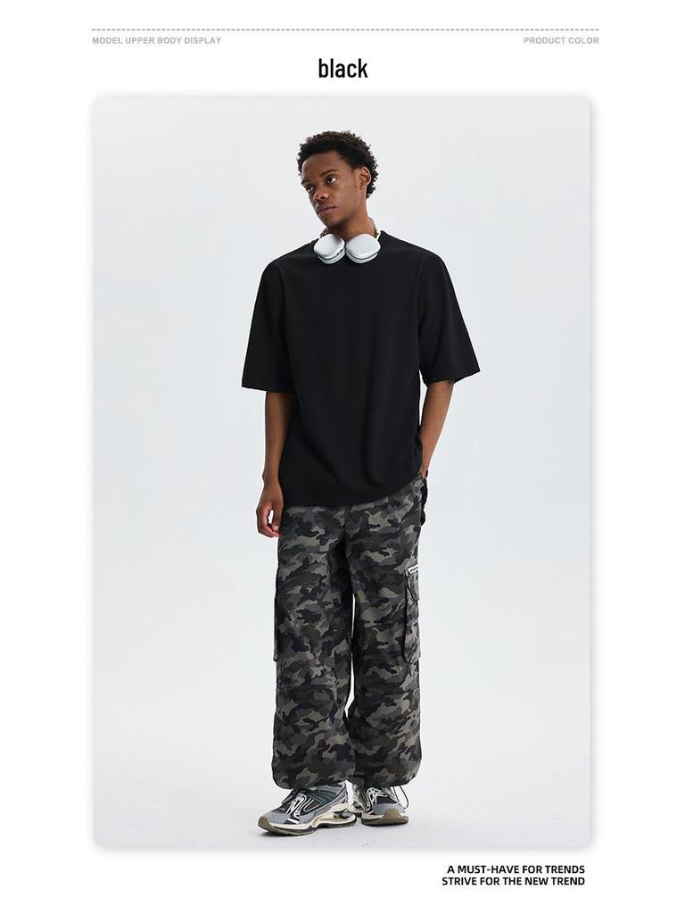 Men's 180g Cotton Short Sleeve Crew Neck Loose Fit T-Shirt