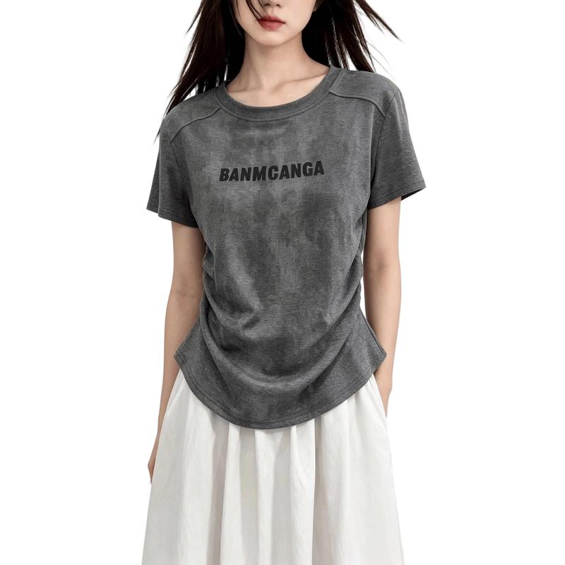 La Chapelle Women s Letter Print Short Sleeve T-Shirt L (110-119 jin)