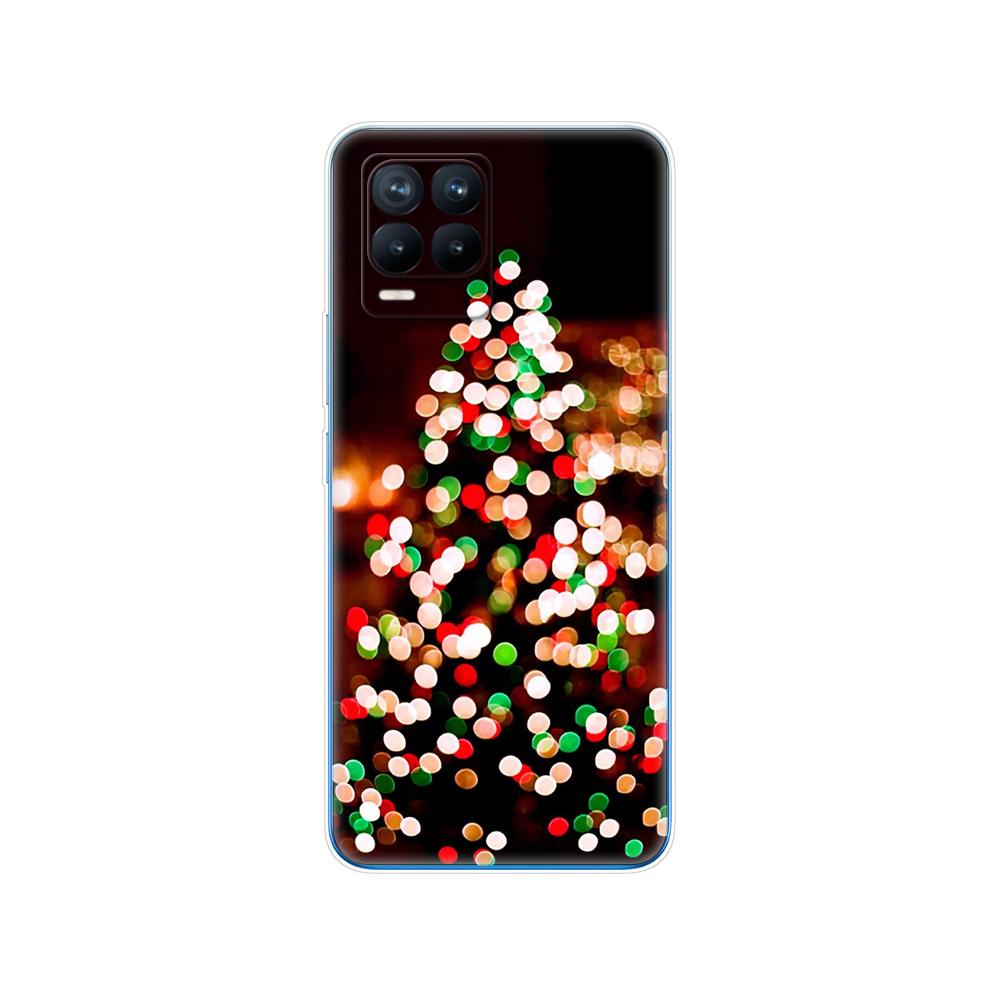 Für Realme 8 Hülle 6,4 Zoll Rückseitige Telefonabdeckung Für Realme 8 Pro OPPO Realme8 4G RMX3085 Stoßstange Winter Weihnachten Schnee Baum Neujahr