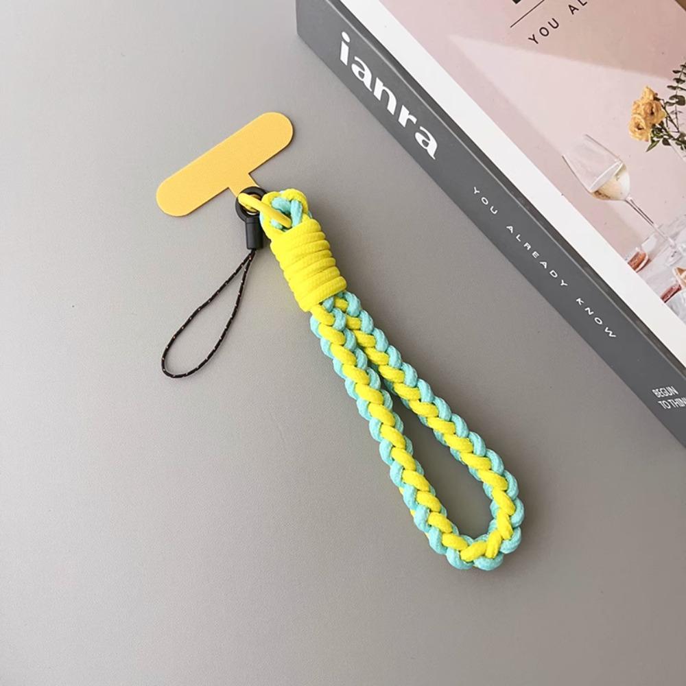 IN Korea Universal Braided Short Mobile Phone Lanyard Strap Hanging Chain Ring Cord with Patch Wrist Strap Cell Phone Detachable