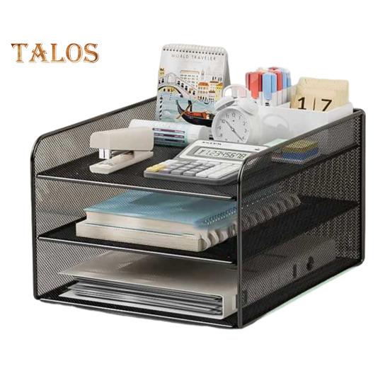 

Настольный органайзер, ящик для хранения, трехслойный дизайн, многофункциональный органайзер большой емкости, держатель для бумаги, металлическая сетка, стеллаж для хранения чёрный